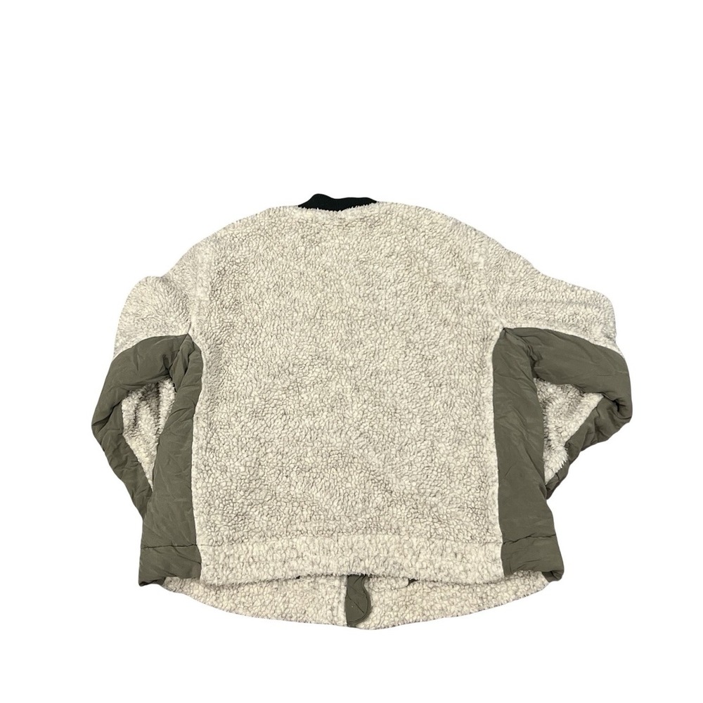 Free People Rivington Sherpa Olive Oversized Relaxed Zipper Jacket Womens Small - Picture 3 of 7